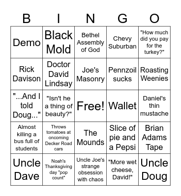 Lindsay Bingo Card