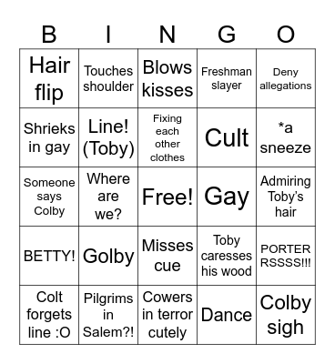 Colby bingo Card