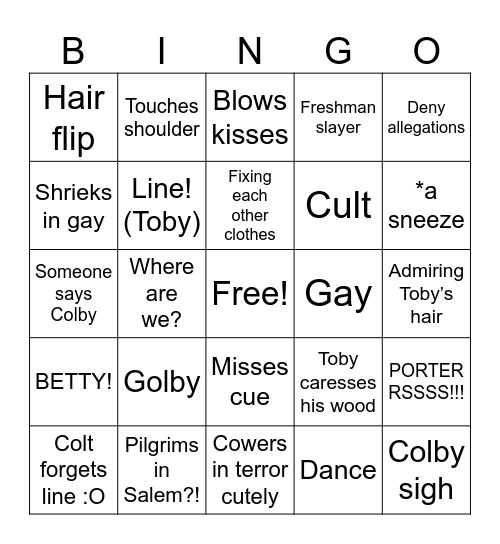 Colby bingo Card