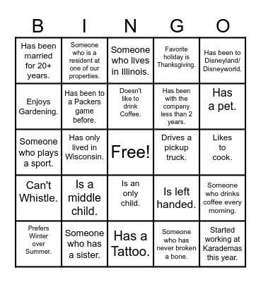 Karademas Bingo Card