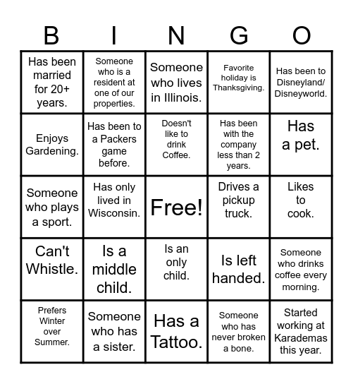 Karademas Bingo Card