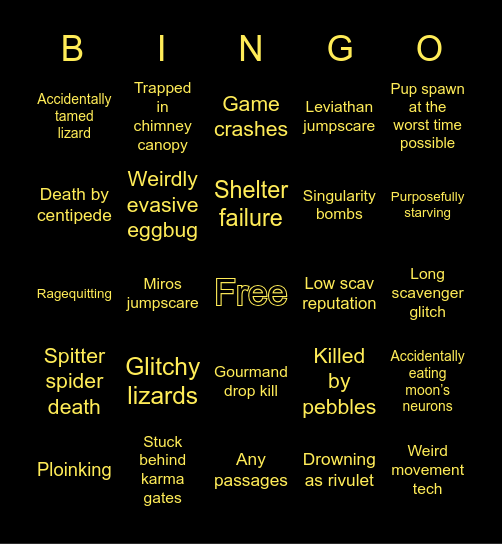 Rain World Bingo Card