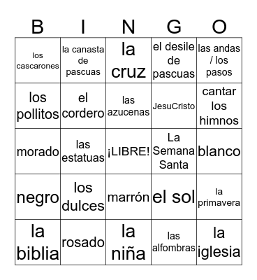 Felices Pascuas y Semana Santa Bingo Card