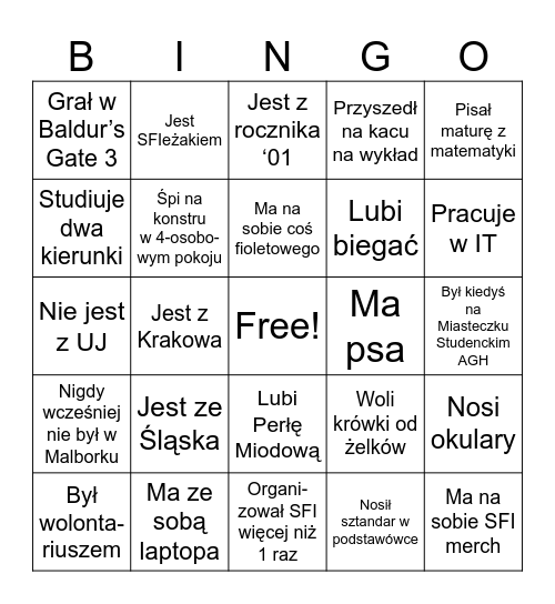 SFI KONSTRUKTOR 2024 Bingo Card