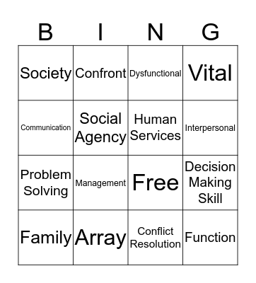 Chapter 1 Vocabulary Bingo Card