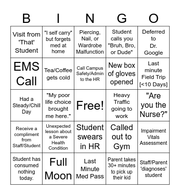Secondary HR Bingo Card