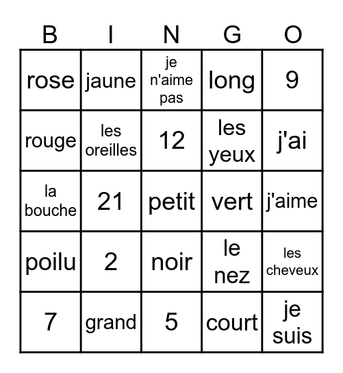 french basics Bingo Card