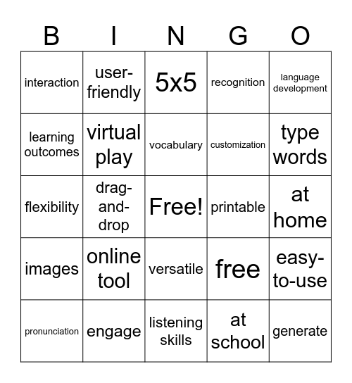 Improve Vocabulary Bingo Card