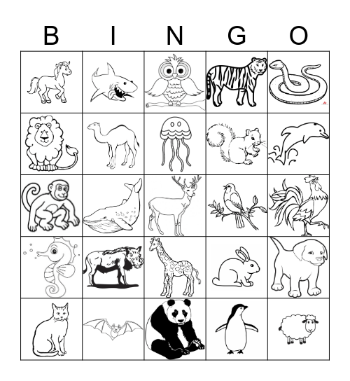 ANIMALS Bingo Card