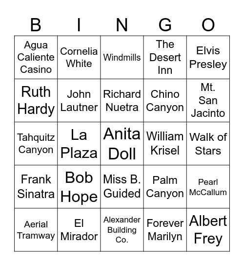 Drag & Fly Tour Bingo Card