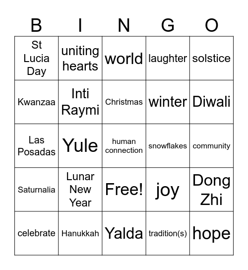 It's a Wonderful Clinical Holiday Bingo Card