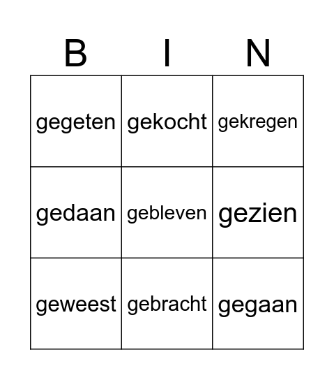 voltooide tijd Bingo Card