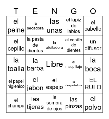 El Arreglo Personal Bingo Card