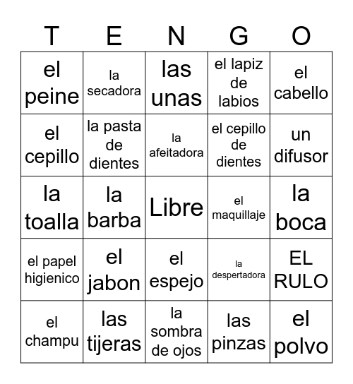 El Arreglo Personal Bingo Card