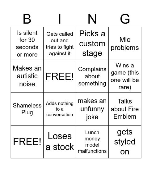 ReadyPlayer2001 Bingo Card