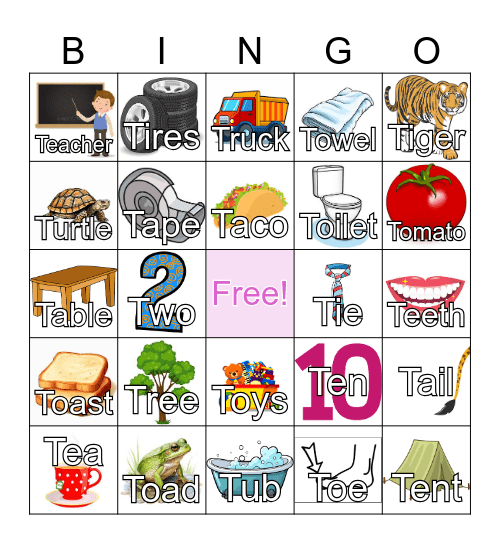 "T" BINGO Card