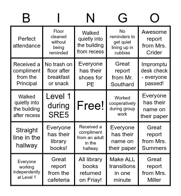Best Behavior Bingo! Bingo Card