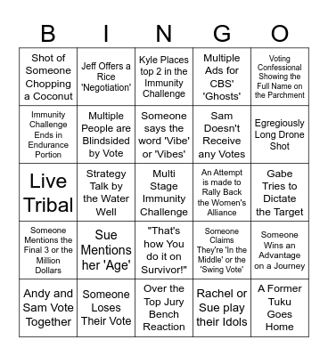 Survivor 47 Episode 9 Bingo Card