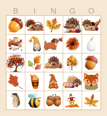 NOVEMBER BINGO Card