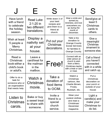 Jesus is the reason for the season! Bingo Card