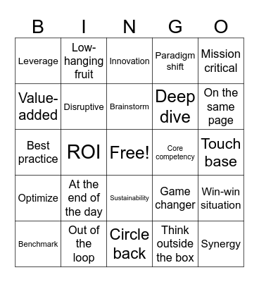 Business Buzzword Bingo Card