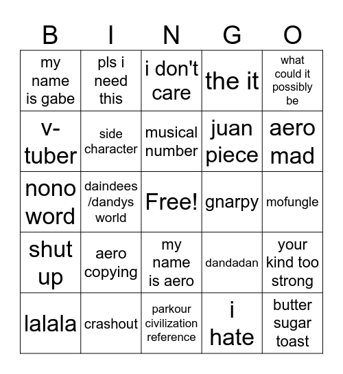 ant bingo Card