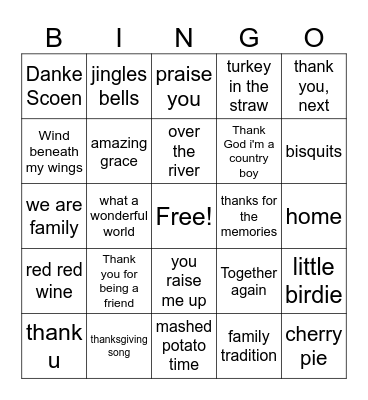 Give thanks Bingo Card