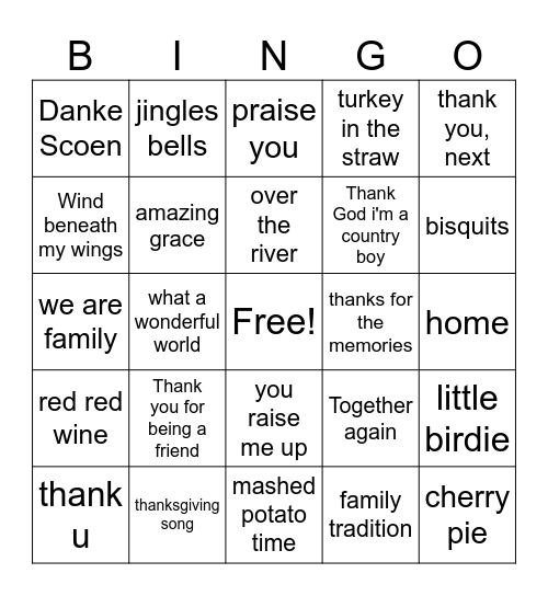 Give thanks Bingo Card