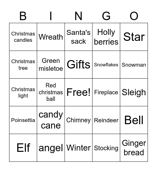 Christmas Bingo Card