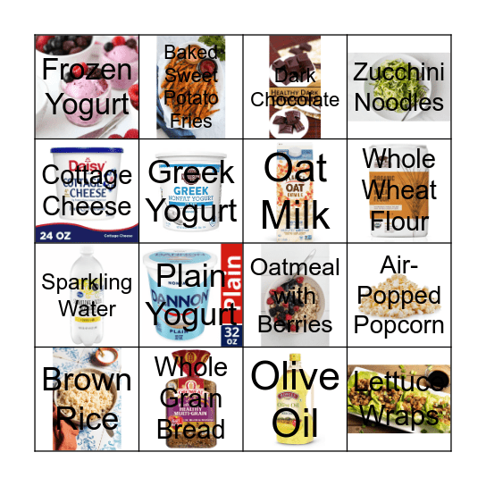 Healthy Food Swap Bingo Card