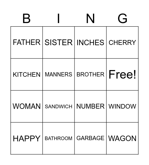 WEEK OF JAN 6TH Bingo Card