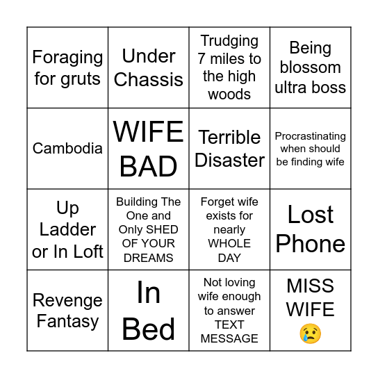 Where is Husband? Bingo Card