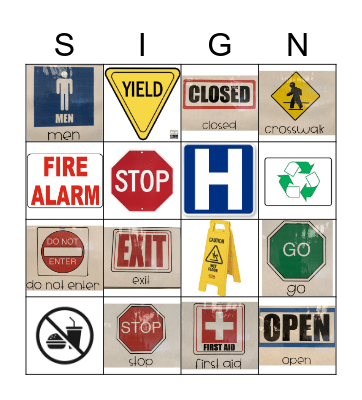 Community Signs Bingo Card