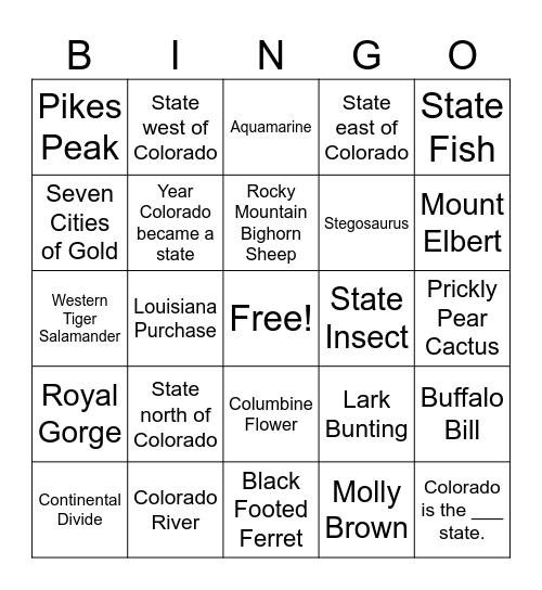 Colorado! Bingo Card