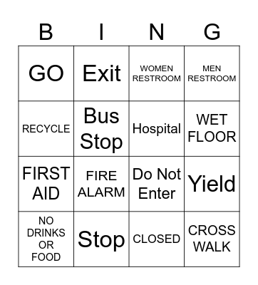 Community Signs Bingo Card