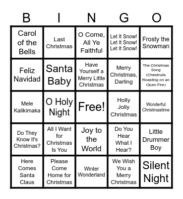 XMAS SINGO Bingo Card