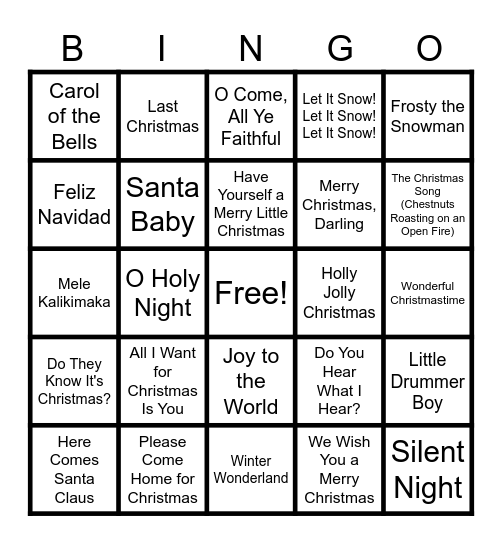 XMAS SINGO Bingo Card