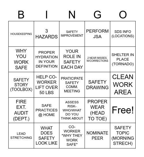 NORCROSS SAFETY BINGO Card