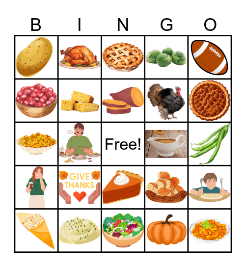 English Class Thanksgiving! Bingo Card
