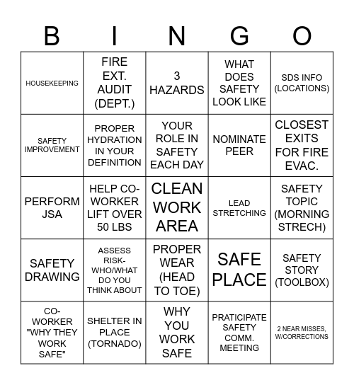 NORCROSS SAFETY BINGO Card