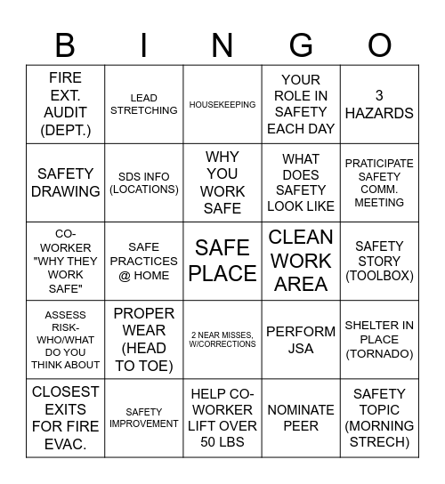 NORCROSS SAFETY BINGO Card