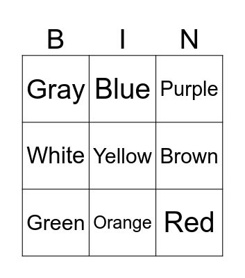 Colors! Bingo Card