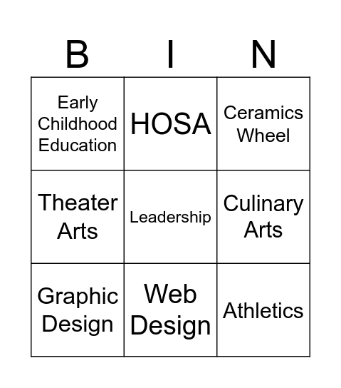 8th Grade Tour - Welcome to CHS Bingo Card