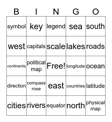 Map Skill Bingo Card