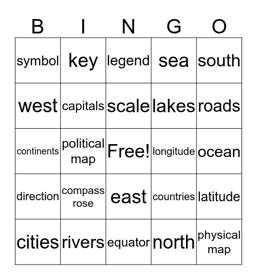 Map Skill Bingo Card