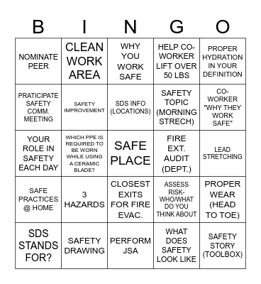 NORCROSS SAFETY BINGO Card