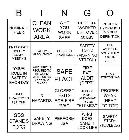 NORCROSS SAFETY BINGO Card