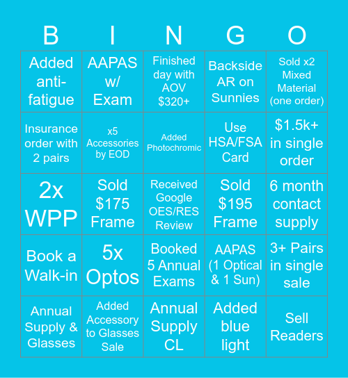 Warby Weekend - Holiday Hustle Bingo Card