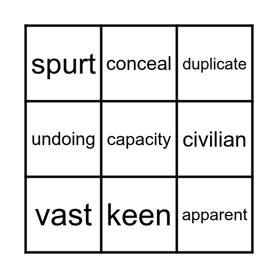 5th Grade Unit 6 Bingo Card