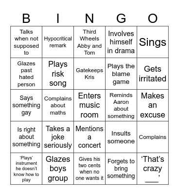 Kalan Perkins Bingo Card